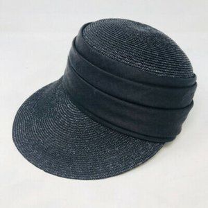 Lock & Co Black Straw Wide Bill Ribbon Hat